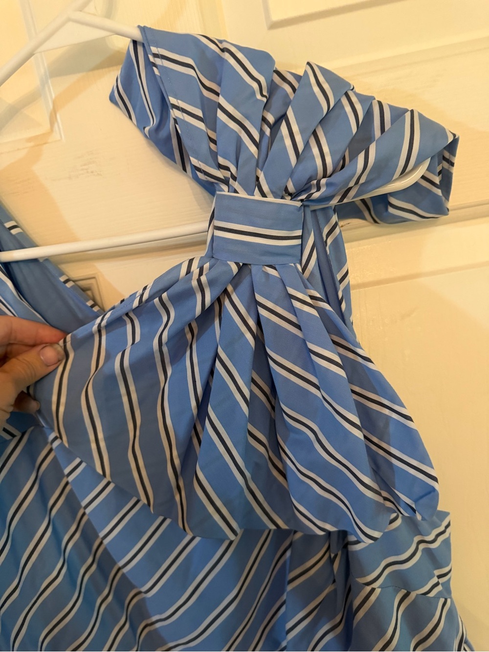 ⭐️2/25$ Office Glam! Blue Striped woman’s Dress with Bow - Picture 5 of 10